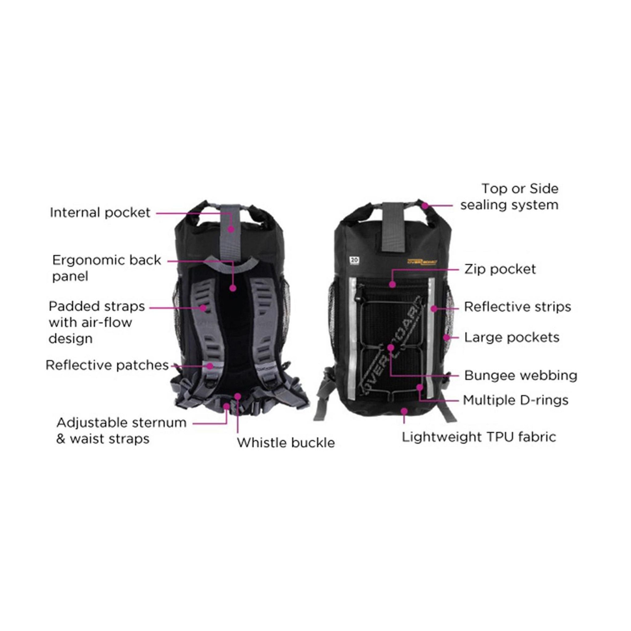 OverBoard wasserdichter Rucksack LIGHT 20 Black