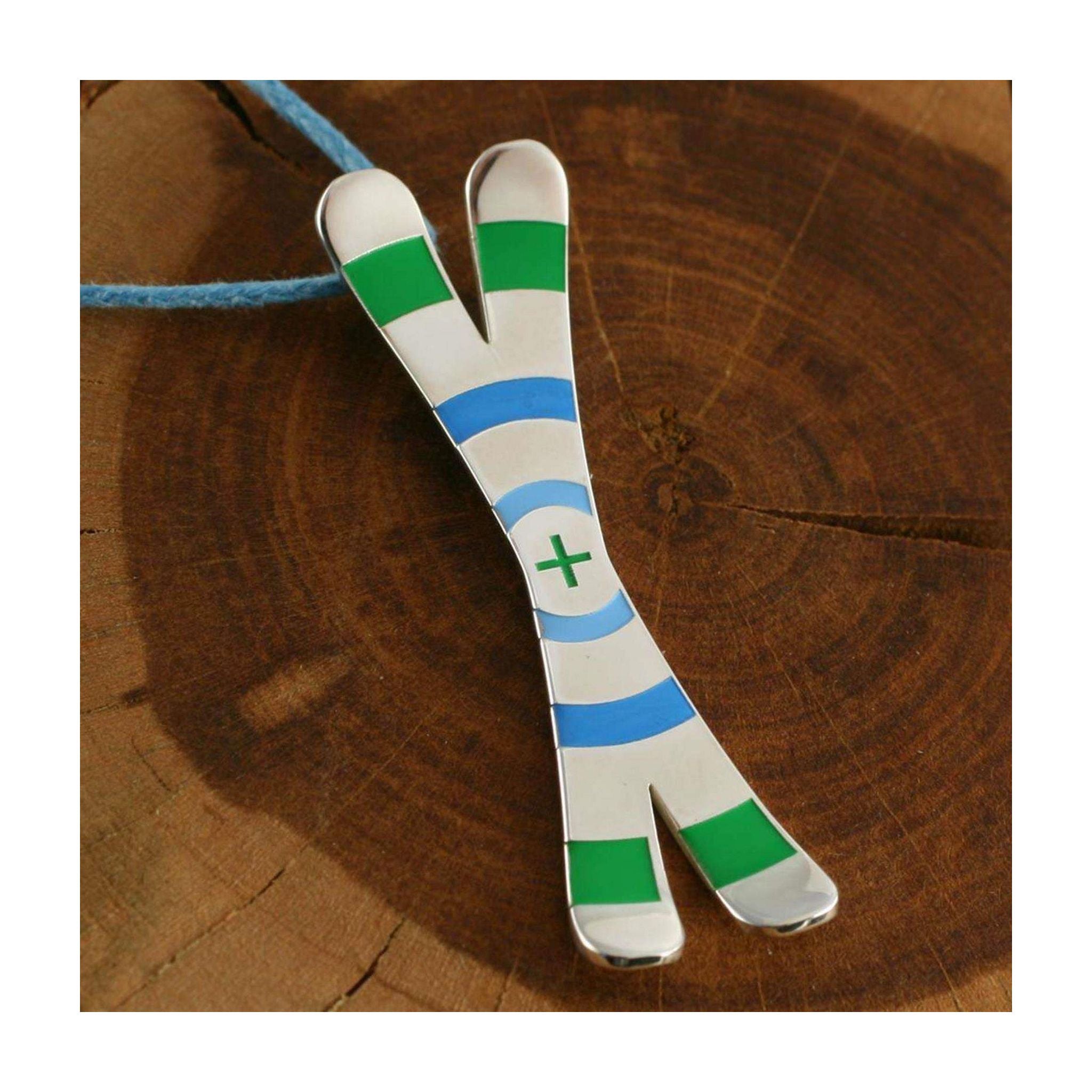 Silver+Surf Jewelry Ski Cross Circle Winter L Silver
