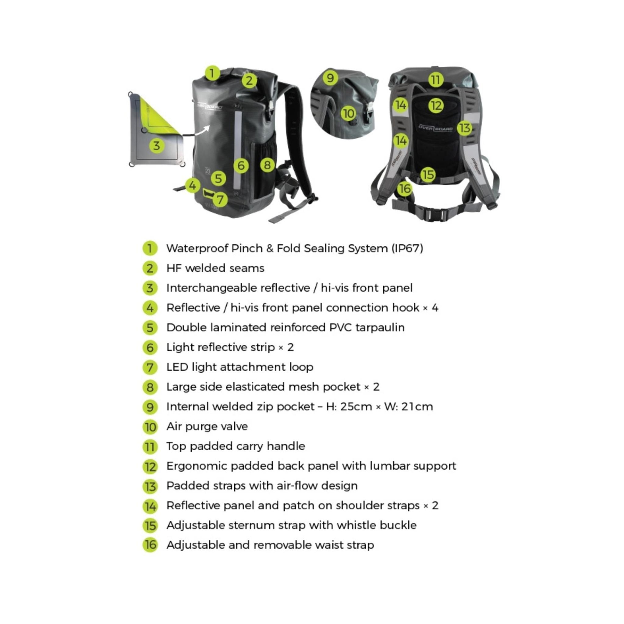 Waterproof bike backpack OverBoard VeloDry 20 Grey