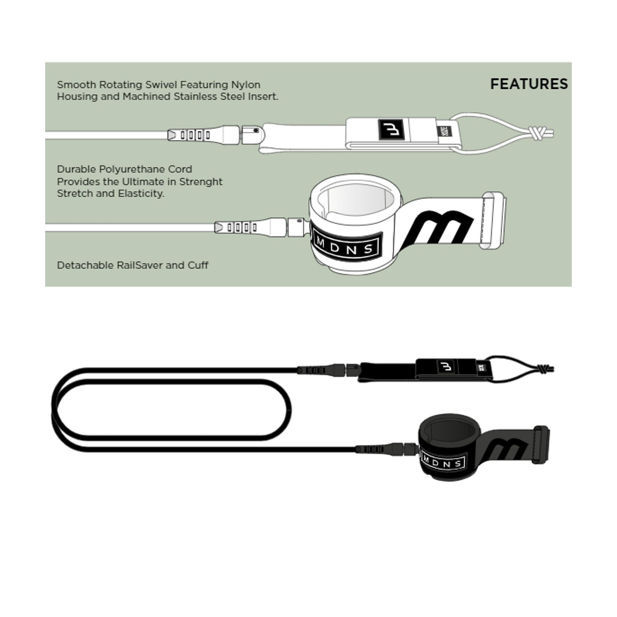 MDNS Surfboard Leash Black