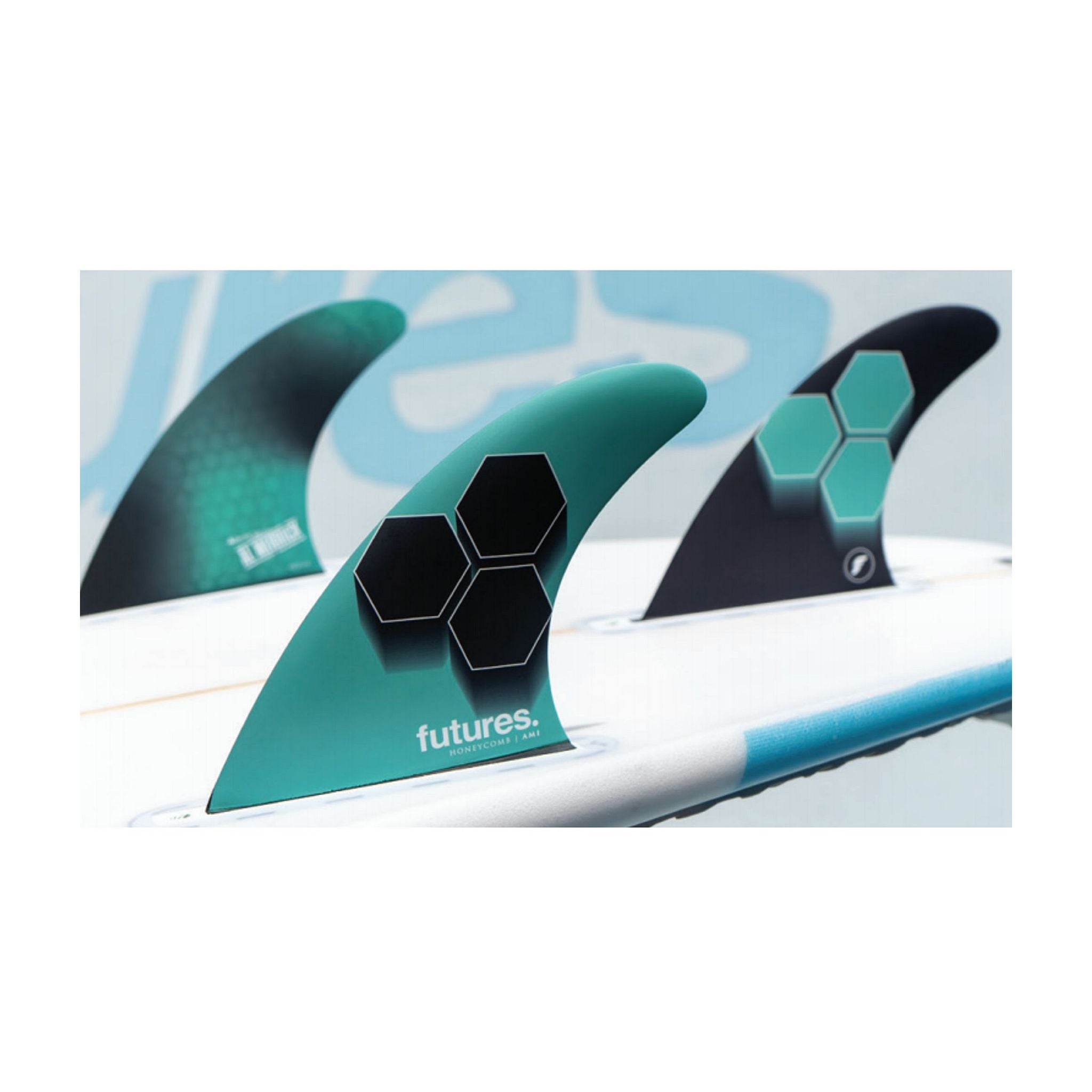 FUTURES Thruster Fin Set AM1 Al Merrick Honeycomb M Turquoise 5.8