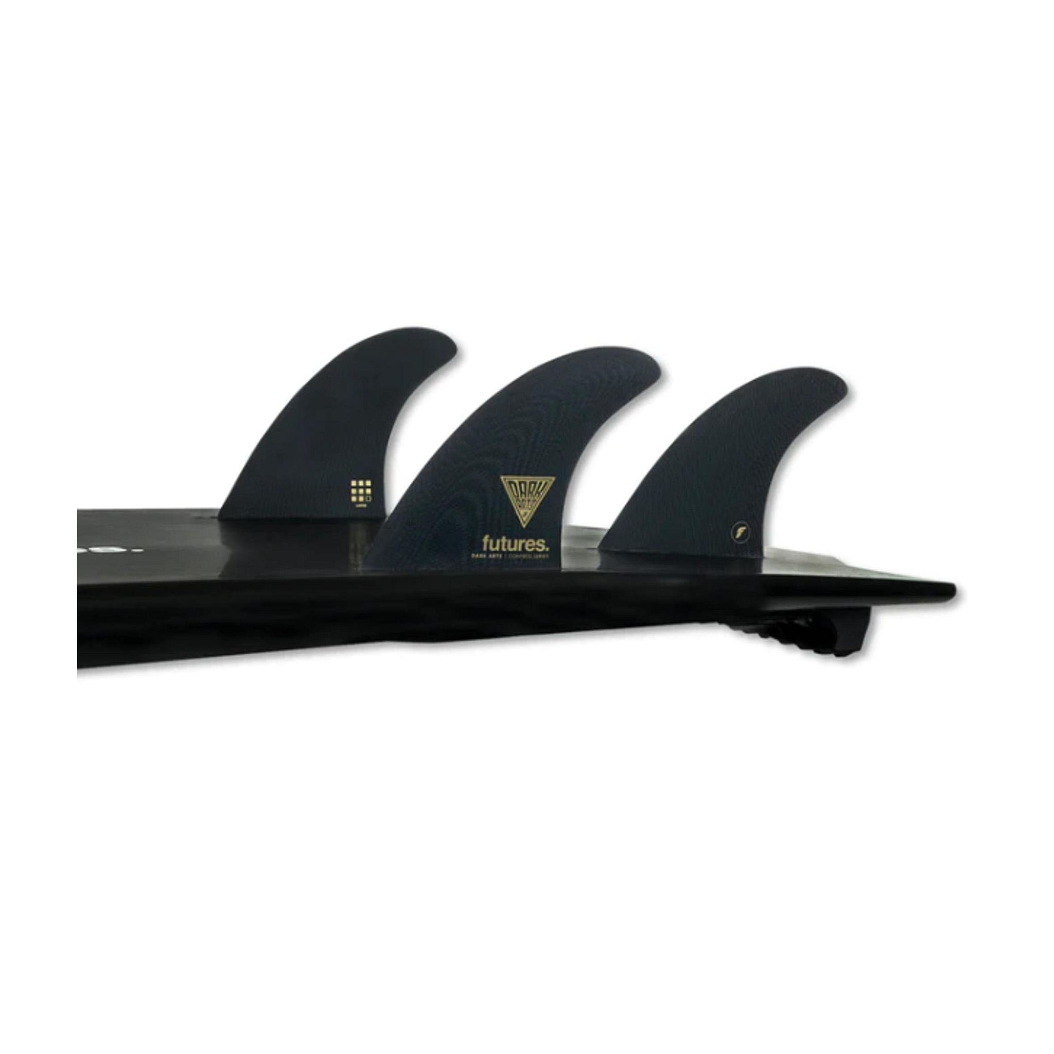 FUTURES Thruster Fin Set Dark Arts Fiberglass L Black 3.8