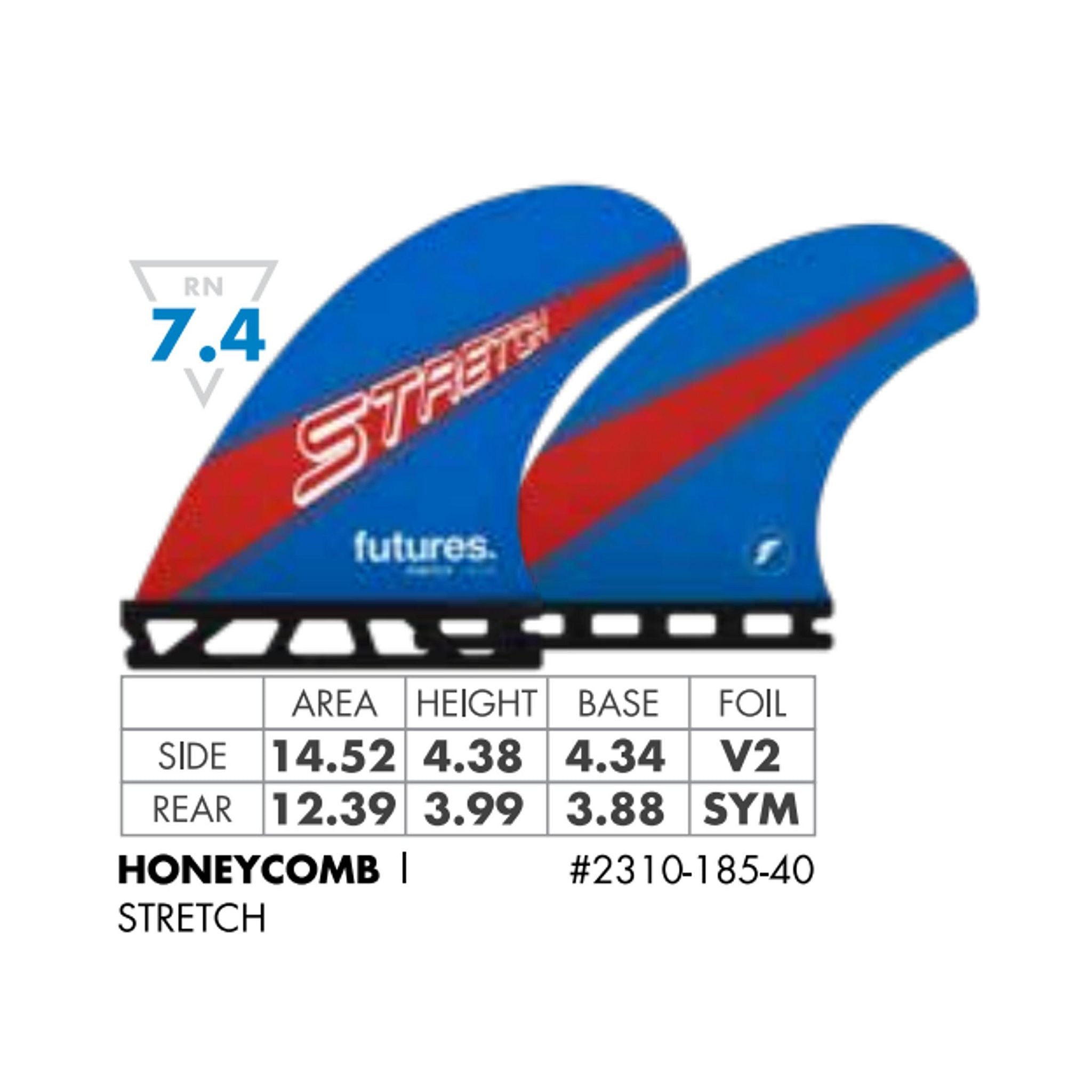 FUTURES Quad 4 Fin Set Stretch Honeycomb Unisize Blue 7.4