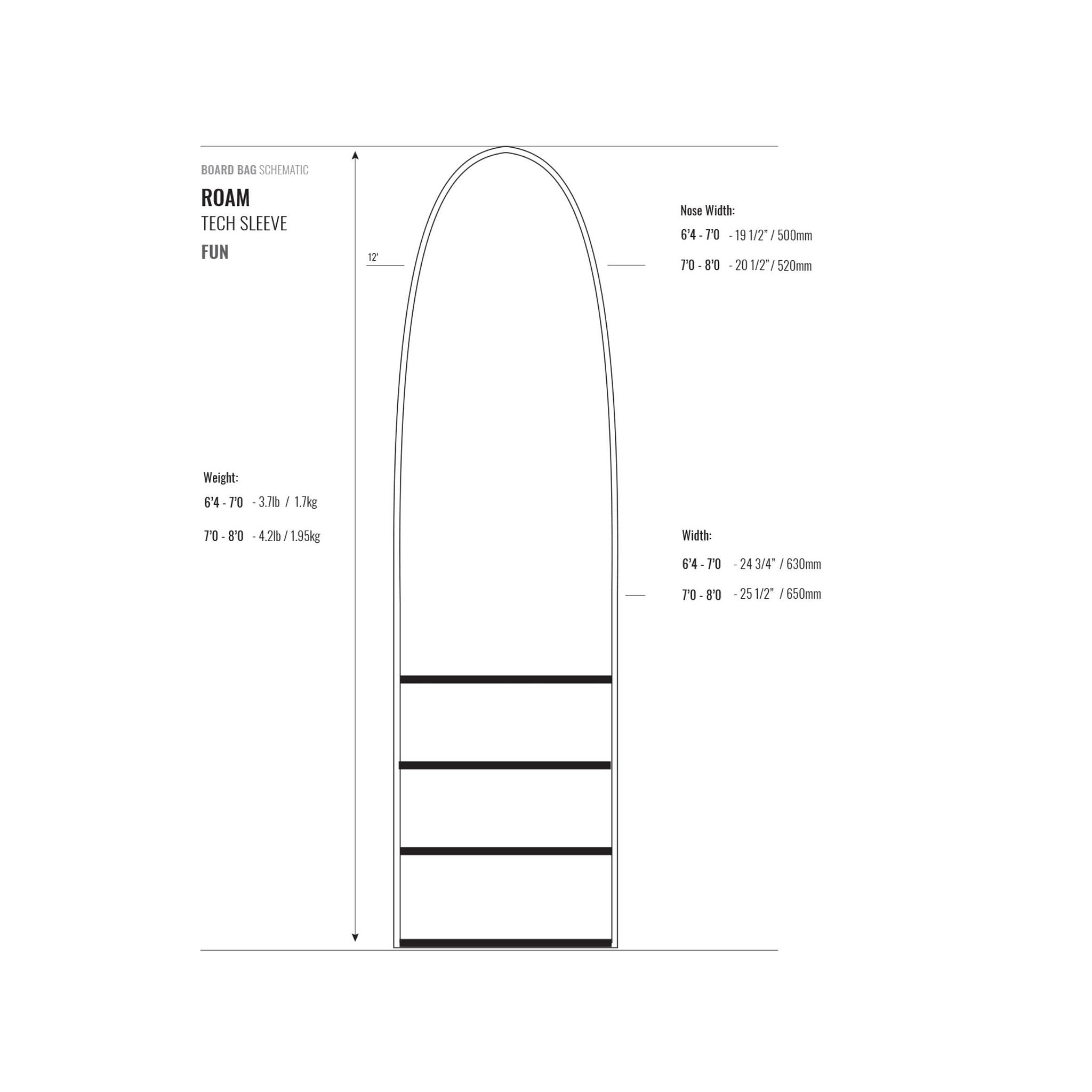 ROAM Boardbag Surfboard Tech Sock Black