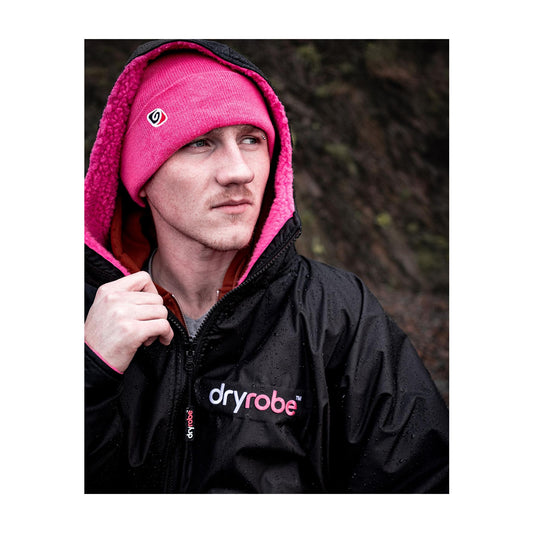 dryrobe advance long-sleeve black and pink changing robe