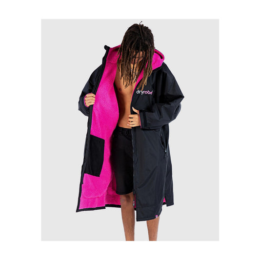 dryrobe advance long-sleeve black and pink changing robe