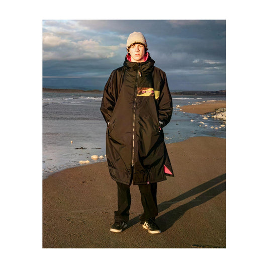 dryrobe advance long-sleeve black, pink, and camo changing robe
