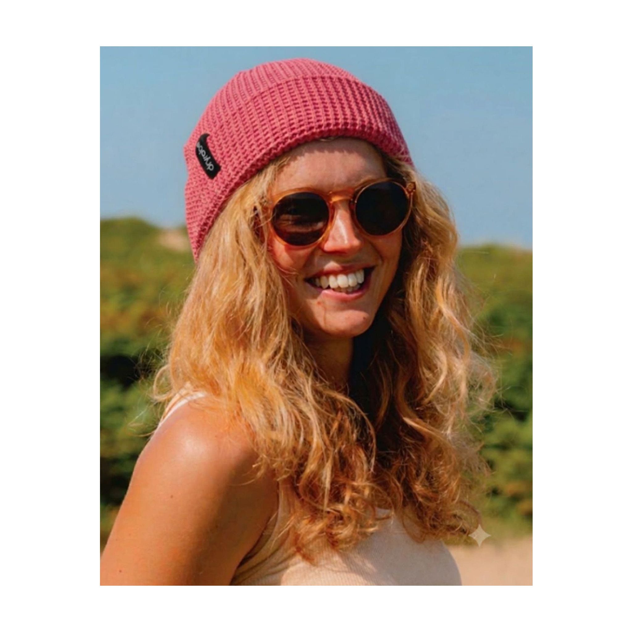 DRYROBE Waffle Beanie Knit Hat, Pink, One Size