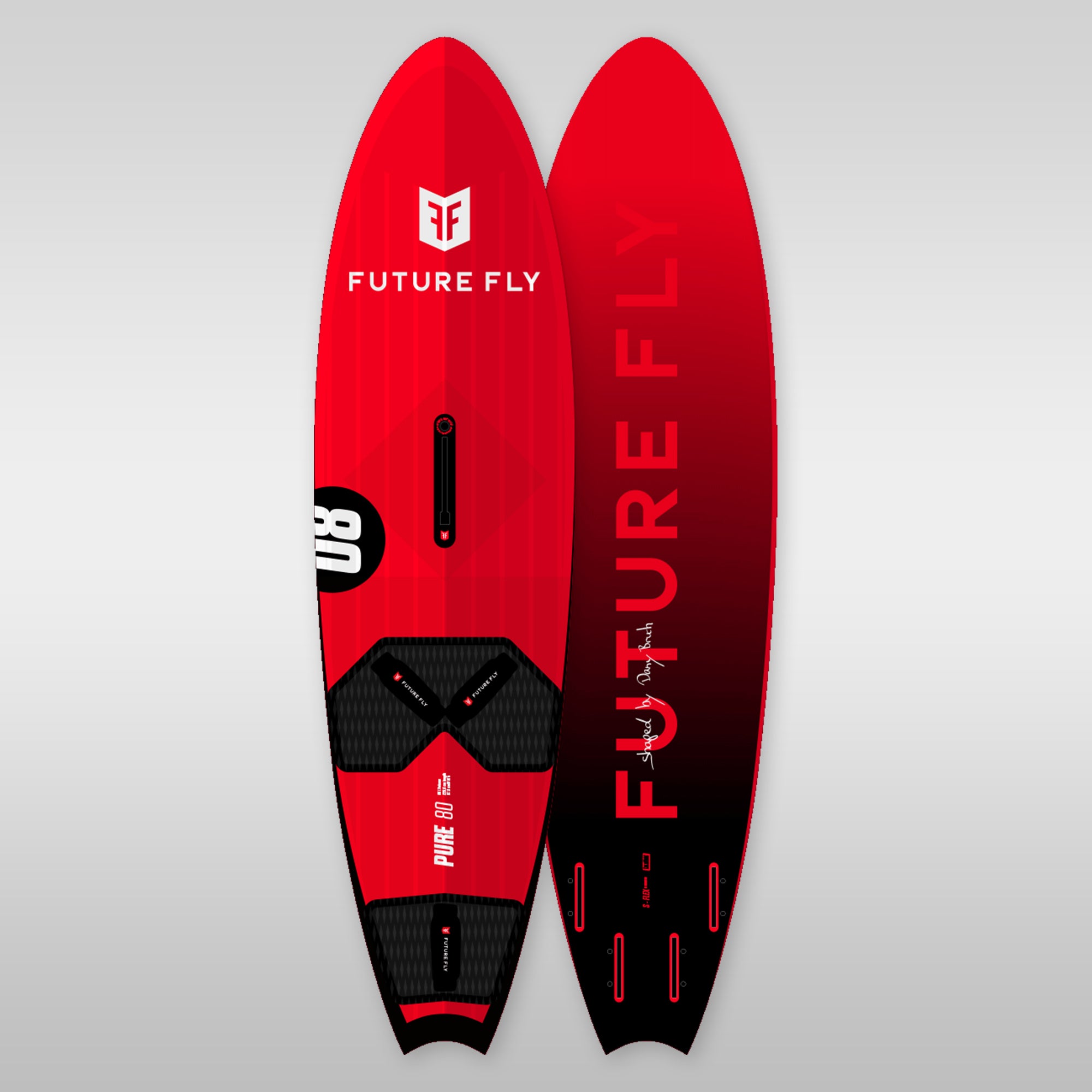 rotes Future Fly Wave windsurf board PURE Quad shaped by Dany Bruch