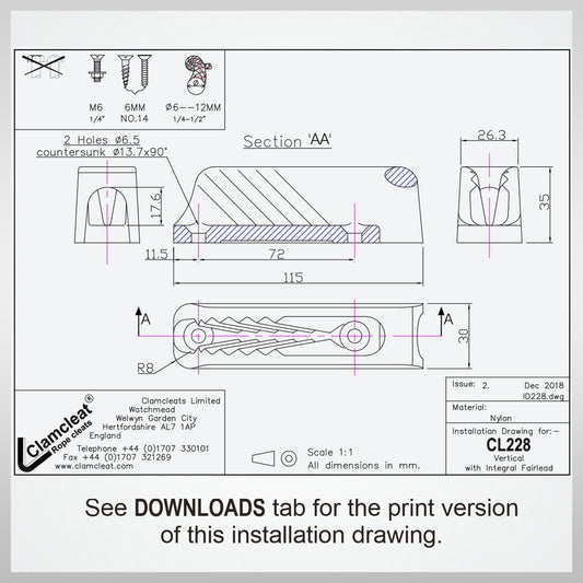 Clamcleat Cl228 Cleat clamp windsurfing boating