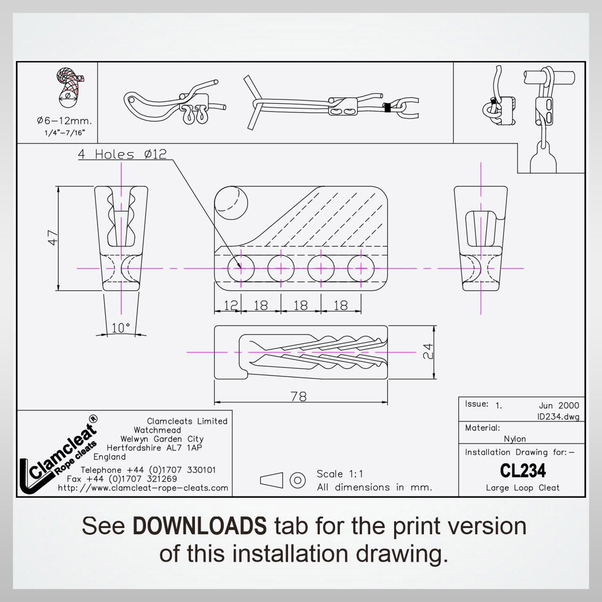 boating clam cleat CL234