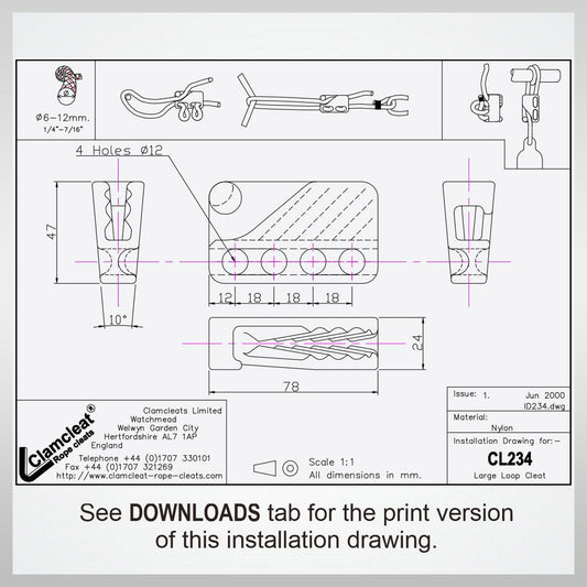 boating clam cleat CL234