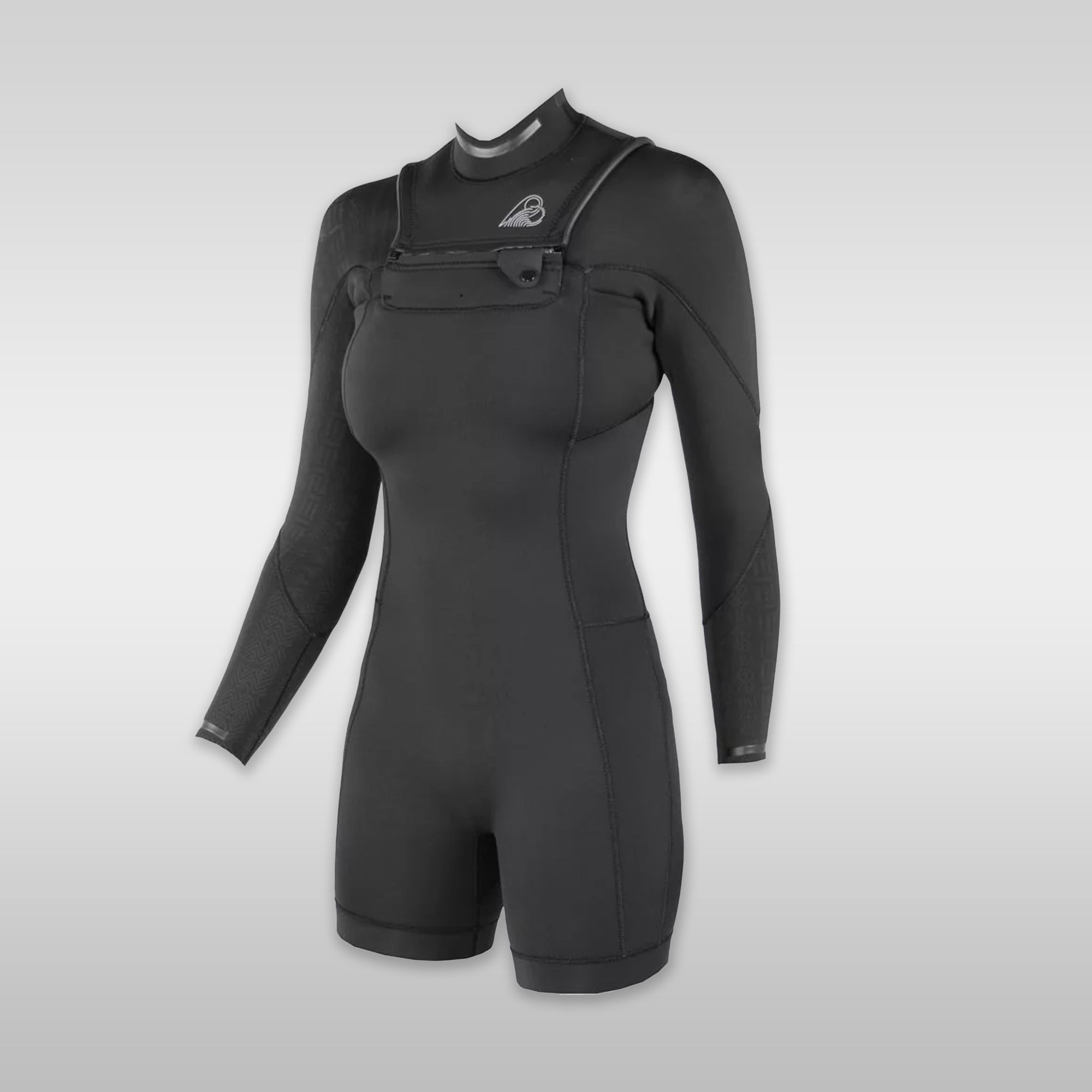 Surf shop windsurf shop Soöruz Neoprene Wetsuit Women DIVINE Shorty LS Front-Zip Black