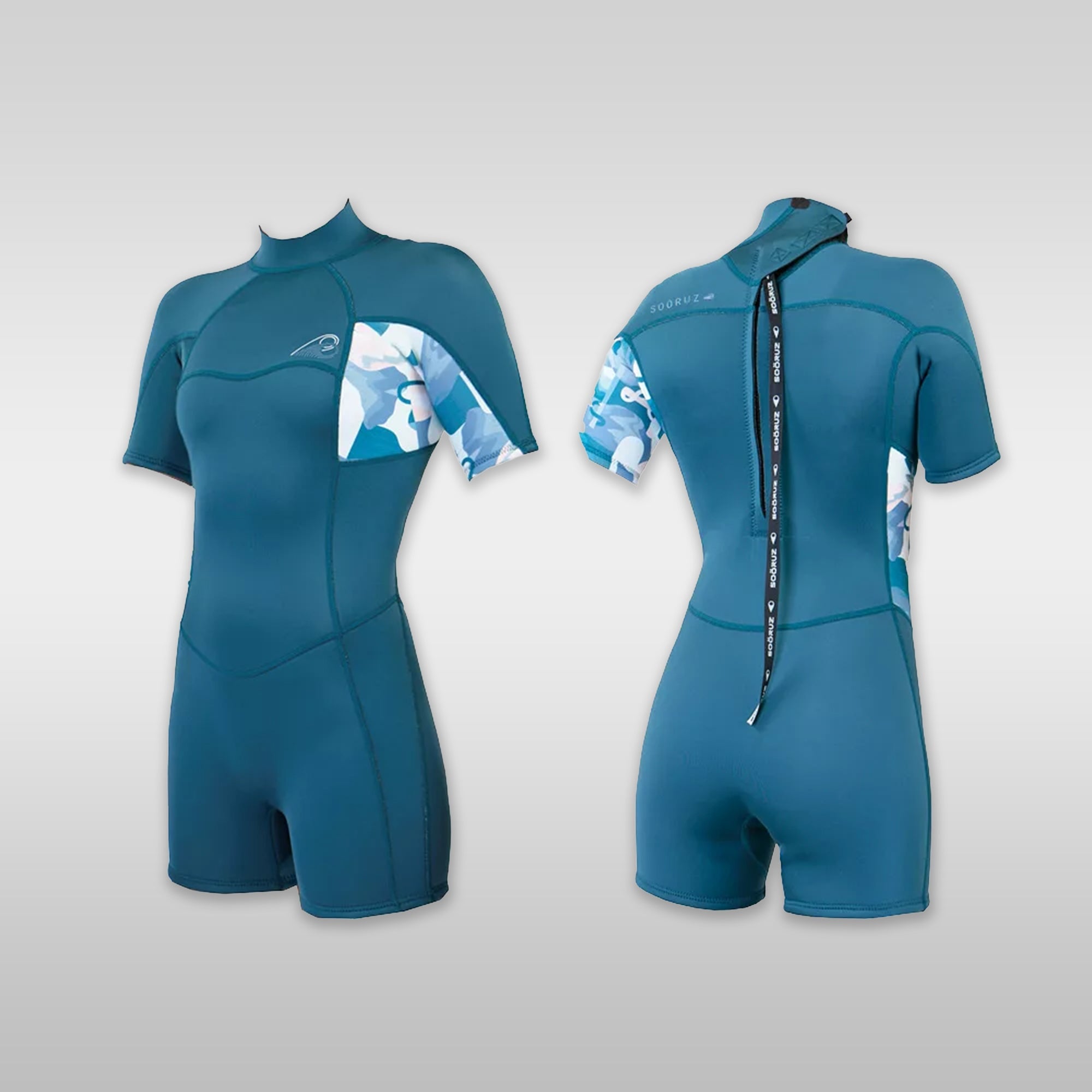 Surf shop windsurf shop Soöruz Neoprene Wetsuit Women DIVINE Shorty SS Back-Zip Blue