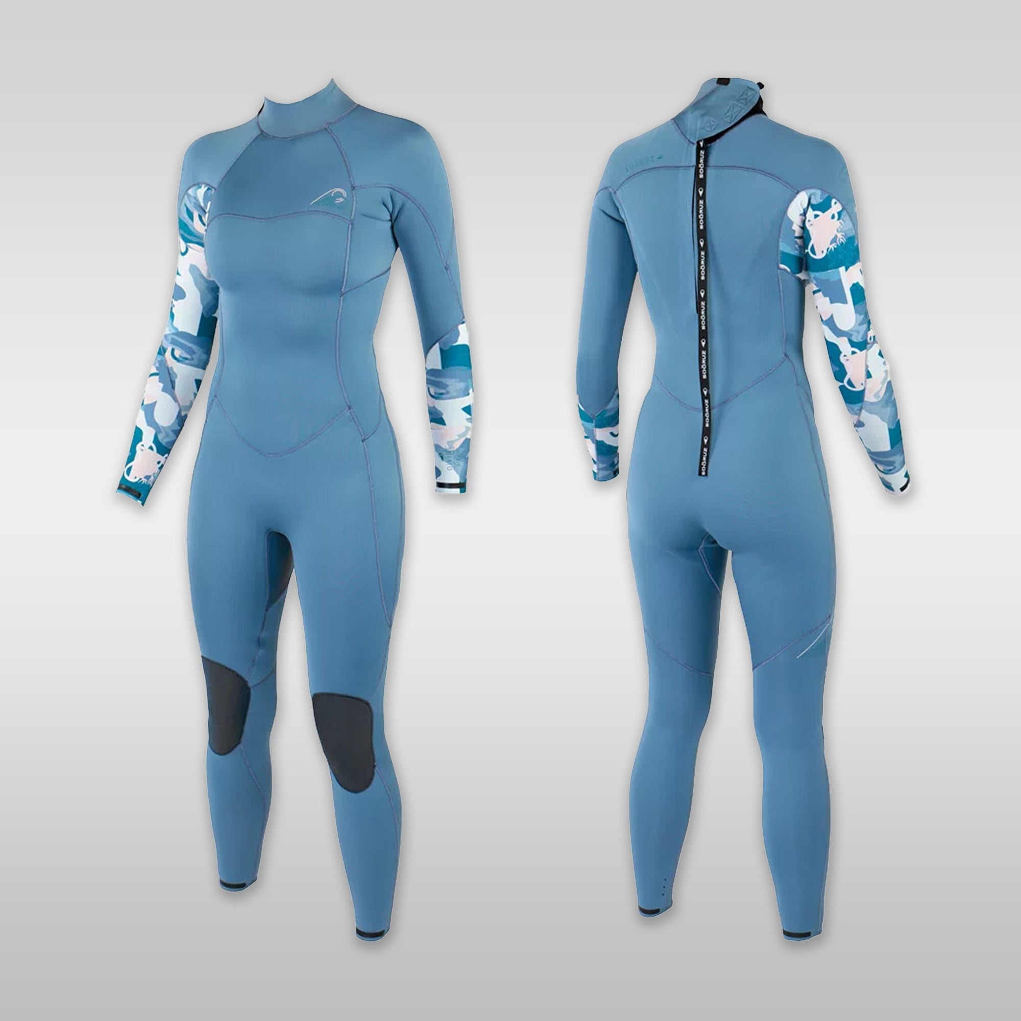 Surf shop windsurf shop Soöruz Neoprene Wetsuit Women Fullsuit DIVINE Back-Zip Organic Oysterprene Blue